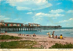 CARNAVERAL PIER FLORIDA SURFISTA TRAJES DE BAÑO NIÑAS EN LA PLAYA POSTAL - Imagen 1 de 2