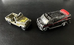 1983 ERTL A-TEAM 1/64 Scale Black & Red Van + Jeep - Picture 1 of 12