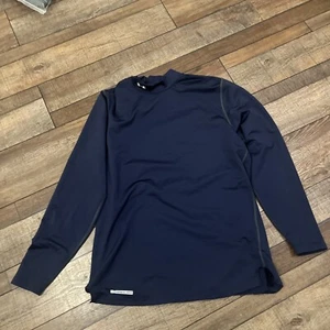 Men’s XXL Under Armour Compression Long Sleeve Mock Turtleneck Navy Blue Shirt - Picture 1 of 3