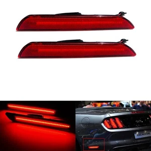 2x Red Lens Reflector Rear Bumper LED Side Marker Light For 2015-20 Ford Mustang - Picture 1 of 22