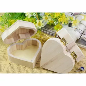 Wooden Heart Jewelry Storage Makeup Earrings Ring Organizer Display Box 9L - Picture 1 of 7