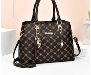 Braune vielseitige Damen-Handtasche aus Kunstleder und Schulter - NEU!! - Bild 1 von 22