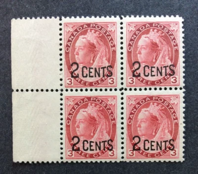 BroadviewStamps Canada #88 MNH F-VF block w wide margin.  CV$400 - Image 1 of 2