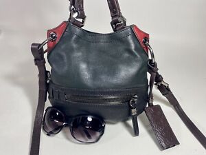 orYANY Mini Sydney Colorblock Green/Black/Red Leather Cross Body Bag NWOT