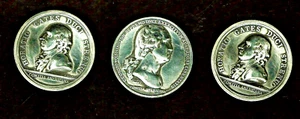 Lotto medaglie commemorative in peltro George Washington (1) & Horation Gates (2) (3) - Foto 1 di 2