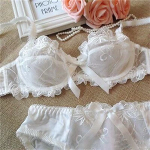 UK Sexy Sheer Lace Floral See-through Bra set Knickers Ladies Underwear ABCD/DDE - Picture 1 of 17