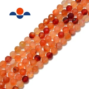 Natural Carnelian Faceted Round Beads 6mm 15.5" Strand - Picture 1 of 2