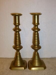 Gorgeous Pair Of Vintage/Antique Beehive Design 10” Brass Candlesticks Rd:263297
