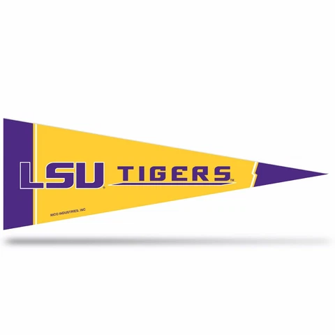 2 LSU Tigers Middleman Pennants. Felt. 14-1/2" x 5".    #645 Cover