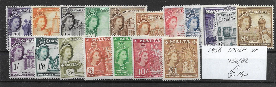 BRITISH MALTA @ 1956  SG.266/282 DEFINITIVES MVLH NICE PRICED    @ Mal.58 Foto 1 de 1