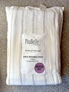 New Piu Belle Premiere Linen Luxury Washed For Softnees Queen Duvet Cover Set - Picture 1 of 4