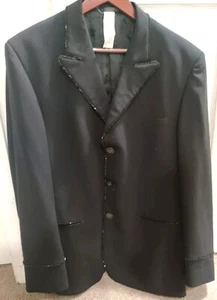 Vintage VERSACE Sequind Black Blazer-(Moth Hole Damage And Missing Sequins)  - Picture 1 of 18