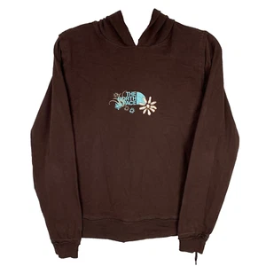 The North Face Brown Hoodie Floral Logo Pullover Size Women's Large L - Picture 1 of 13