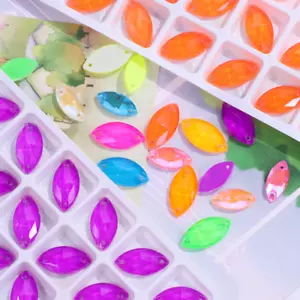 Piedras de neón coser en espalda plana cristal vidrio estrás azul lanzadera joyería - Imagen 1 de 12