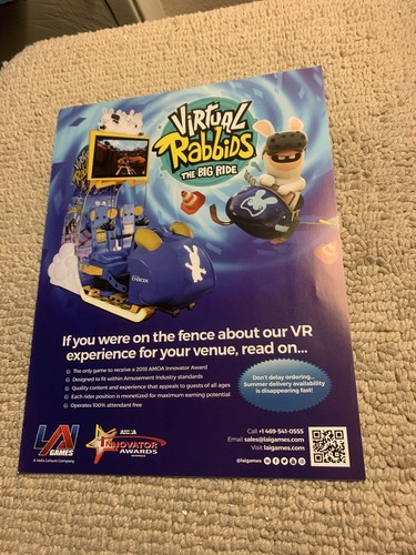 original 11-8 1/4” Virtual Rabbids The big ride arcade game FLYER AD | eBay