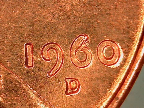 1960-D Lincoln Memorial Cent "Die Chip/Filled 6 Error" BU/Unc. FREE SHIPPING! Cover
