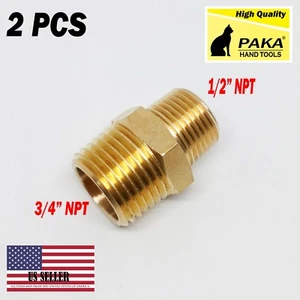 2 PZ- 1/2" x 3/4" NPT maschio ottone nipplo esagonale riduttore tubo raccordo aria carburante acqua - Foto 1 di 2