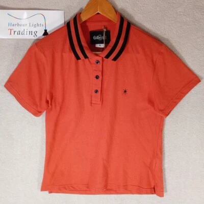 Collectif London Top Shirt Polo Orange Black Size S 10 Collared Womens Cotton - Image 1 of 4