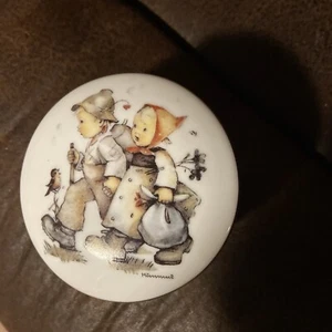 Hummel Hansel and Gretel Porcelain Trinket Dish Round Lidded Jewelry Box - Picture 1 of 6