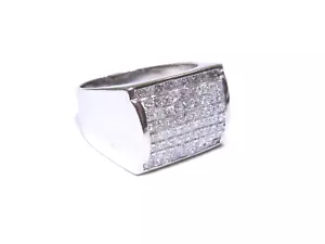 14k White Gold Princess Cut 3.00ct Beautiful White Diamond Invisible Set Ring - Picture 1 of 5