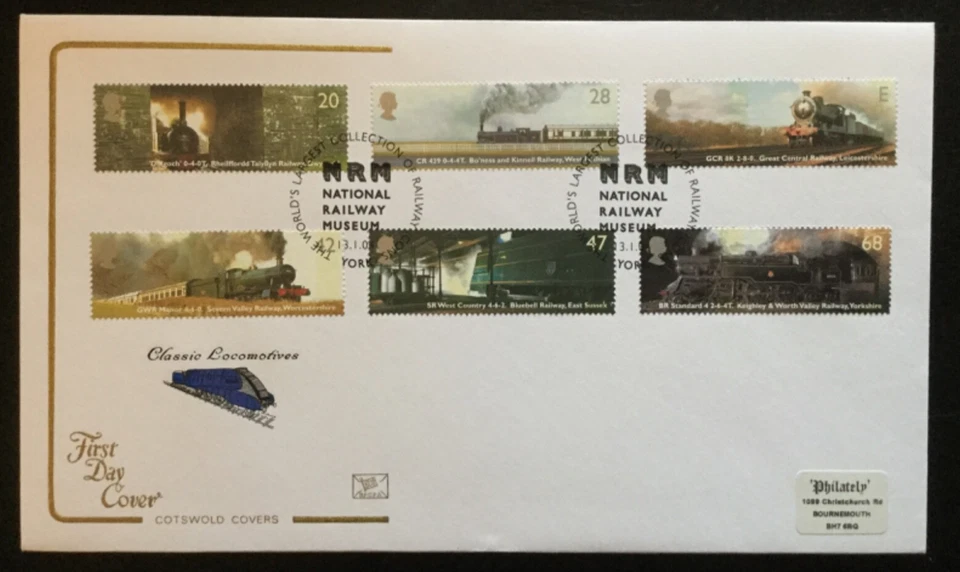 GB 2004 Locomotoras clásicas Cotswold FDC, Museo Nacional del Ferrocarril FDI (R103) Foto 1 de 1
