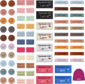 72Pcs Faux Leather Label, 4 Styles Handmade Leather Labels, Colorful Hand Mad... - Picture 1 of 12