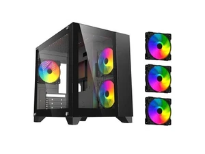 DIYPC ARGB-Q3.R2-BK Black USB3.0 /Type C Tempered Glass Micro ATX Gaming - Picture 1 of 5