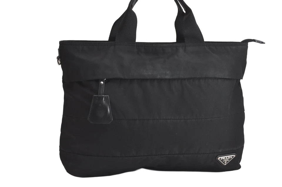 Auténtico Bolso de Mano PRADA Vintage Cuero Nailon 2 Vías Negro 4403N Foto 1 de 4