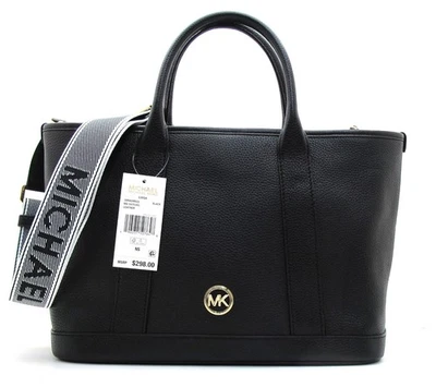 NEW Authentic MICHAEL KORS LUISA Medium Pebbled Leather Satchel/Shoulder Black - Image 1 of 4