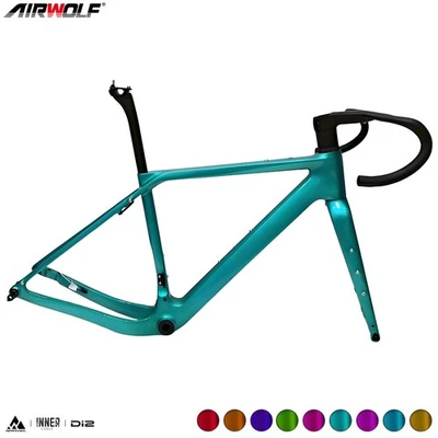Quadro de bicicleta Airwolf T1100 carbono cascalho 700x50c, disco UDH, pronto para estrada/ciclocross - Imagem 1 de 4