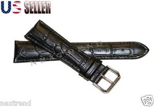 New Quality Black Alligator Grain Genuine Leather Watch Band Strap 10mm~28mm  - Picture 1 of 5