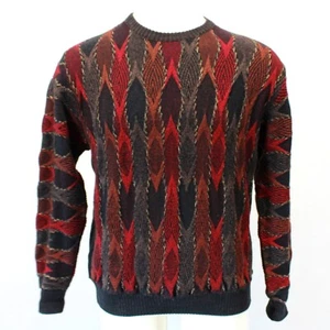 Montechiaro Men's Wool Blend Cable Knit Multicolor Sweater Large Made in Italy - Picture 1 of 8