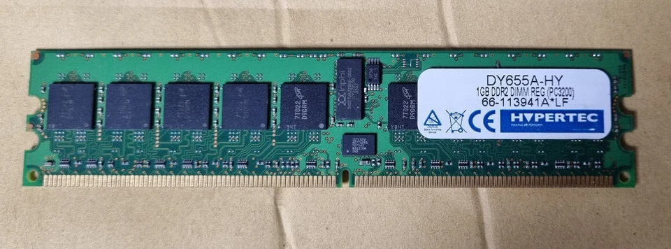 1X Hypertec 1GB DDR2 DIMM (PC3200) REG ECC SERVER MEMORY - Image 1 of 1