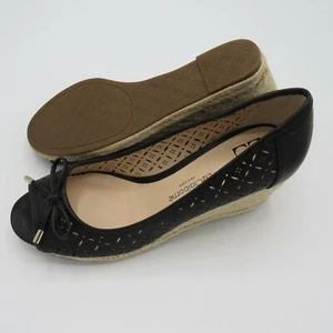 LIZ CLAIBORNE New York Billie Black Perforated Black Wedge Shoes Women's US 8 - Picture 1 of 11