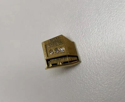 14 Karat Gold First National Bank Diamond Pin 2.65 Grams - Image 1 of 4
