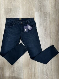 Cavalli Class Indigo Dark Blue Slim Straight Jeans OXJ211 DS028 Men's Size 30 - Picture 1 of 13