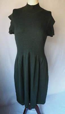 Vestido Suéter Antonio Melani Tejido Lana Manga Corta Verde Musgo Oscuro Talla M Foto 1 de 4