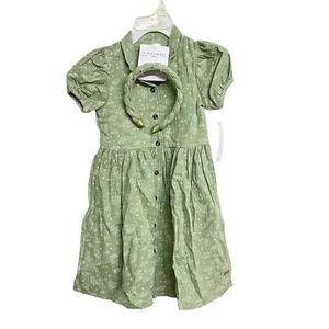 New Girls Tahari Green Floral Dress With Headband - Picture 1 of 7