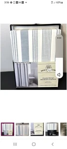 Bee & Willow Home 72" x 72" Blue Fog Coastal Stripe Shower Curtain 100% Cotton