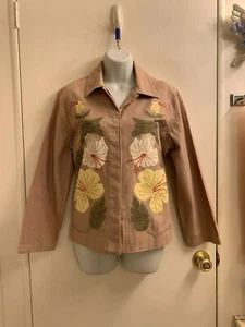 NWOT RUBY RED 100% COTTON TAN EMBROIDERY JACKET SIZE 12 - Picture 1 of 4