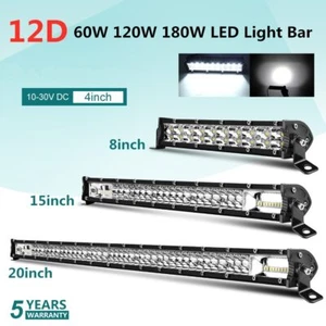 12D Slim LED Light Bar 7/20/32" Double Row For 4X4 SUV ATV OffRoad Driving Lamp - Picture 1 of 15
