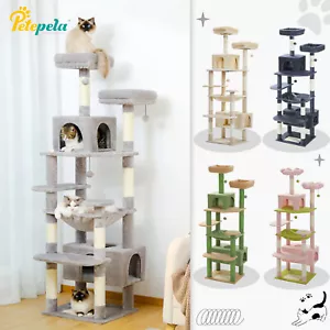 PETEPELA Cat Tree Scratching Post Cat Tower Scratcher Wood Condo House Bed Toys - Picture 1 of 104