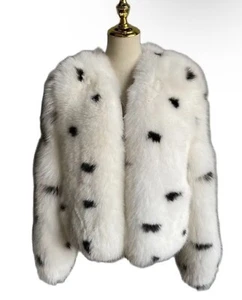 Womens L Warm REAL Fox Fur Jacket Coat Korean Casual Overcoat Outwear - Picture 1 of 5