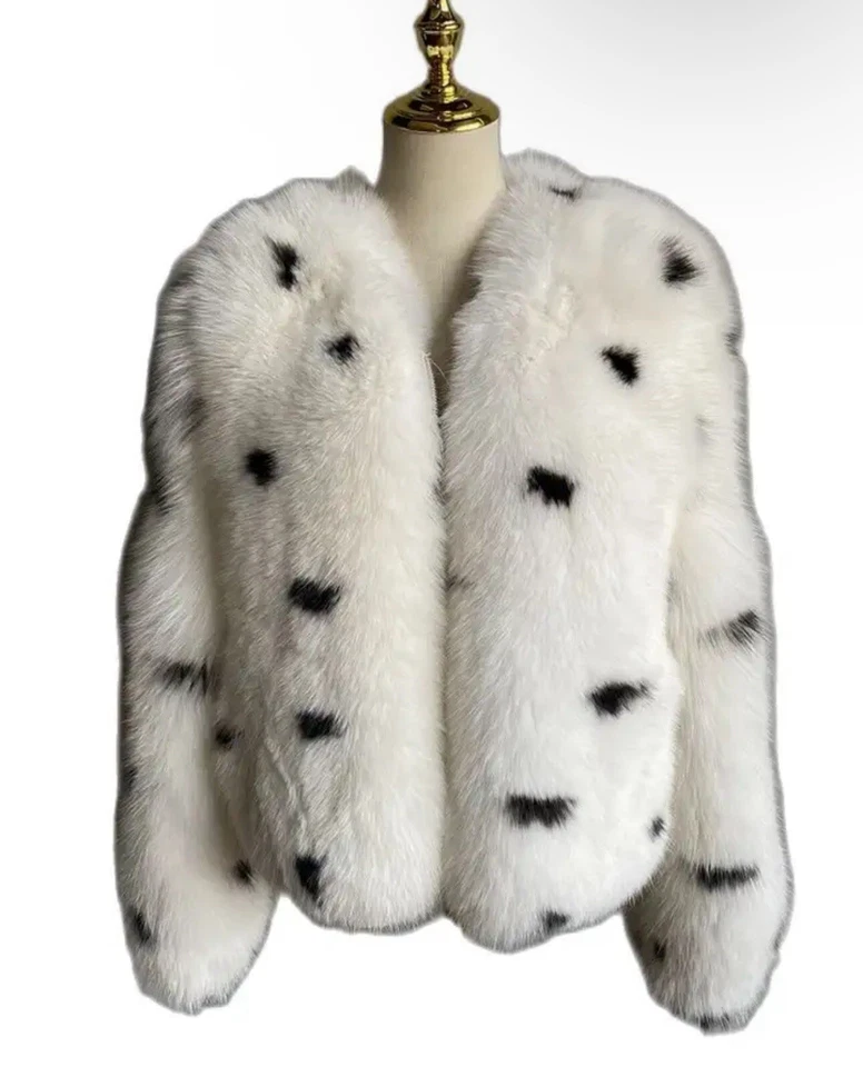 Womens L Warm REAL Fox Fur Jacket Coat Korean Casual Overcoat Outwear - Image 1 of 4