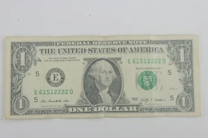 Fancy Serial Number - 2009 One Dollar Bill 61512222 - Picture 1 of 2
