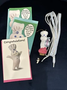 Lot Of Pillsbury Doughboy Poppin Fresh Items Cards Ornament Shoe Laces Lapel Pin - Picture 1 of 9