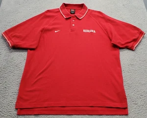 Vintage NCAA Nebraska Cornhuskers Univ Nike Polo Shirt Football Mens Large Red - Picture 1 of 7