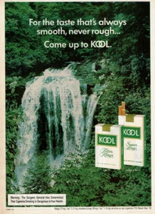 1977 Vintage Print Ad For the taste thats always smooth Kool Waterfalls Come up - Bild 1 von 2