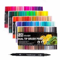 120 dual tip brush pens