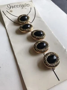 Copri bottoni vintage Ethel & Myrtle 5 oro e nero in incognito - Foto 1 di 5
